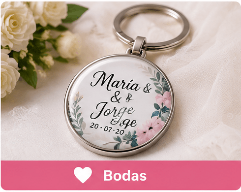 Llavero personalizado para boda con nombres, fecha y gota de resina Premium